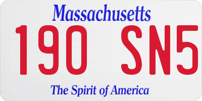 MA license plate 190SN5