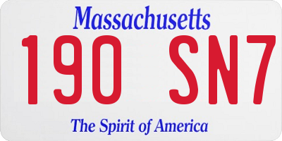 MA license plate 190SN7