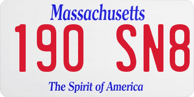 MA license plate 190SN8
