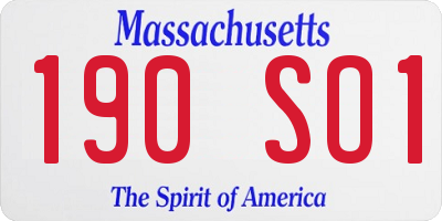 MA license plate 190SO1