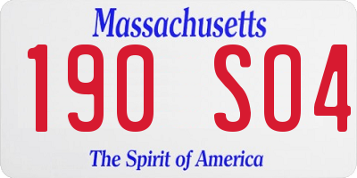 MA license plate 190SO4