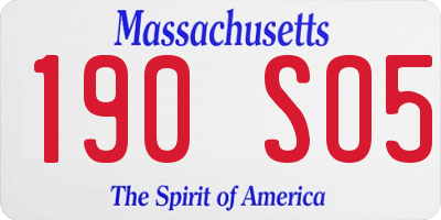MA license plate 190SO5
