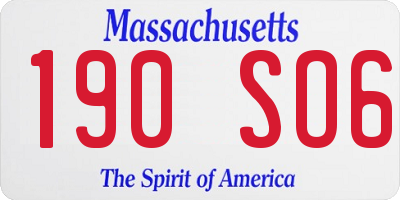 MA license plate 190SO6