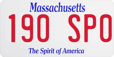 MA license plate 190SP0