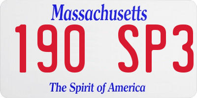 MA license plate 190SP3
