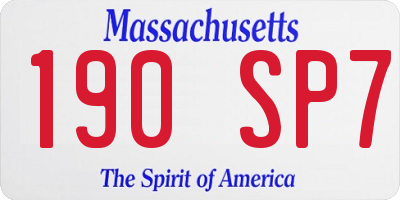 MA license plate 190SP7