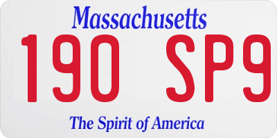 MA license plate 190SP9