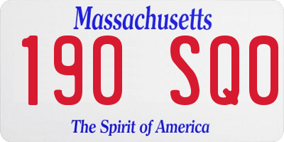 MA license plate 190SQ0