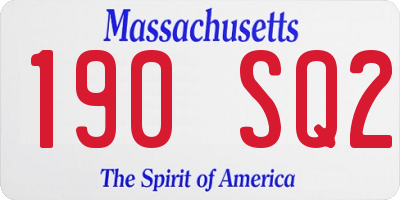 MA license plate 190SQ2