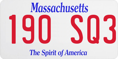 MA license plate 190SQ3