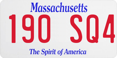 MA license plate 190SQ4