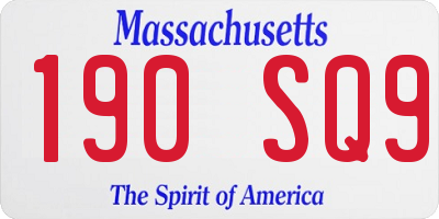 MA license plate 190SQ9