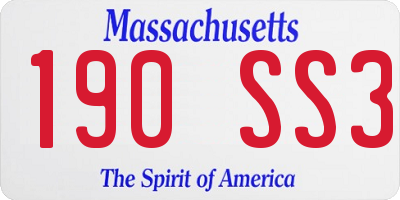 MA license plate 190SS3