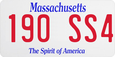 MA license plate 190SS4
