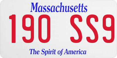 MA license plate 190SS9