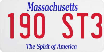 MA license plate 190ST3