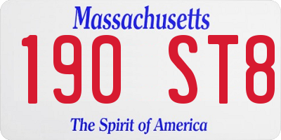 MA license plate 190ST8