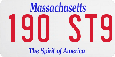 MA license plate 190ST9