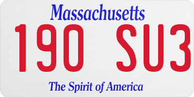 MA license plate 190SU3
