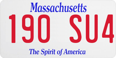 MA license plate 190SU4