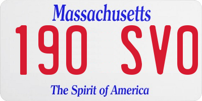 MA license plate 190SV0