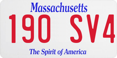 MA license plate 190SV4