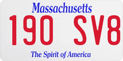 MA license plate 190SV8
