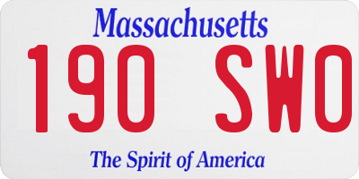MA license plate 190SW0