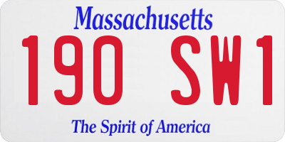 MA license plate 190SW1