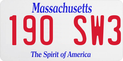 MA license plate 190SW3