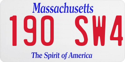 MA license plate 190SW4
