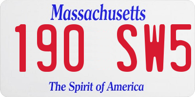 MA license plate 190SW5