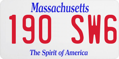 MA license plate 190SW6