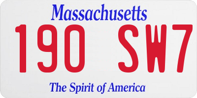 MA license plate 190SW7