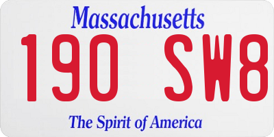 MA license plate 190SW8