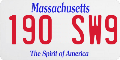 MA license plate 190SW9
