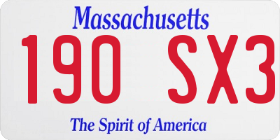 MA license plate 190SX3