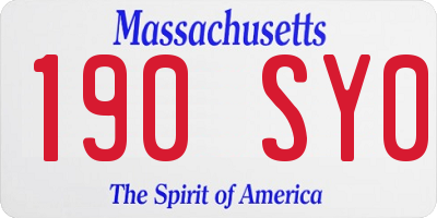 MA license plate 190SY0