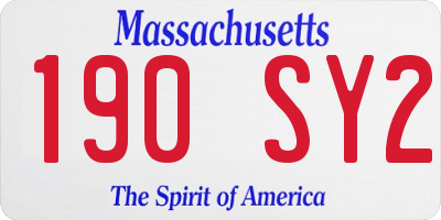 MA license plate 190SY2