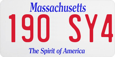 MA license plate 190SY4