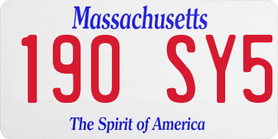 MA license plate 190SY5