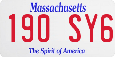 MA license plate 190SY6
