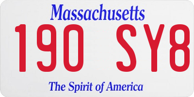 MA license plate 190SY8