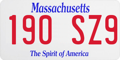 MA license plate 190SZ9