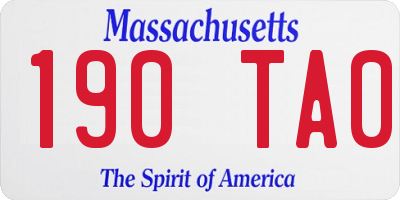 MA license plate 190TA0