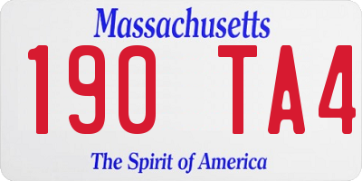 MA license plate 190TA4
