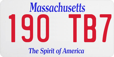 MA license plate 190TB7