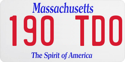 MA license plate 190TD0