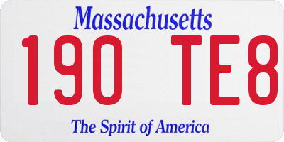 MA license plate 190TE8