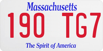 MA license plate 190TG7
